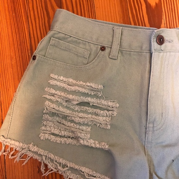 Mint Green Denim Shorts (never worn!) - Picture 5 of 7
